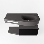MONDIAZ RIVA Ensemble de meuble salle de bain - 100x50x30cm - 1 tiroir - MDF Urban mat - push to open - 1 trou de robinet - lavabo à droite - solid surface gris foncé SW702626