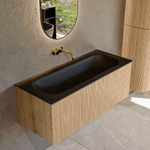 MONDIAZ KURVE 110cm Meuble salle de bain - couleur Oak - 1 tiroir - vasque BIG MEDIUM centre - sans trous de robinet - Urban SW1138364