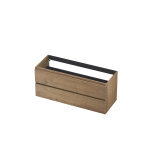 INK Wastafelonderkast - 120x45x52cm - 2 lades - greeploos - met houten keerlijst - MDF - Ash grey SW493849