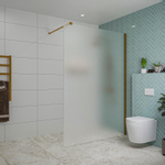 Fortifura Galeria inloopdouche - 140x200cm - mat - glas - wandarm - PVD - geborsteld koper SW876864