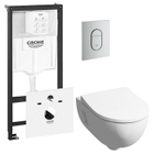 Geberit 300 Pack WC avec Réservoir encastrable Grohe et Plaque de commande Grohe Arena chrome mat SW439192