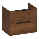 BRAUER Elevate meuble de salle de bains sous-lavabo peu profond 60 sans poignées rapportées 2 tiroirs à fermeture douce et 1 découpe pour siphon - Forest Cacao SW1200219