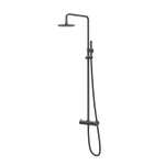 IVY Tribe Ensemble de douche pluie - partie de finition - pomme de douche medium 30 cm - douchette stick - inox 316 - Carbon black brossé PVD SW1032087