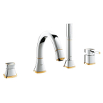 GROHE Grandera Mélangeur bain sur gorge 4 trous avec bec et inverseur avec douchette à main et flexible 150cm chrome/or 0437848