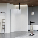 Fortifura Galeria Douche à l'italienne - 90x200cm - Verre nervuré - Bras plafond - Noir mat SW957668