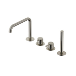 Hotbath Ace Robinet de bain - ensemble sur gorge - monocommande - inverseur 2 voies - douchette - bec - Nickel brossé SW1117798