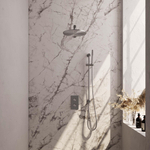 Brauer Douche pluie encastrable brossé Carving - douche principale 30cm - bouton Carving - douchette à main Barre 1 fonction - glijstang - PVD - inox brossé SW716103