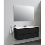 Basic Bella Meuble salle de bains avec lavabo acrylique Blanc avec miroir 120x55x46cm sans trous de robinet Noir mat SW491872