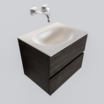 Mondiaz VICA Meuble Dark brown avec 2 tiroirs 60x50x45cm vasque lavabo Moon centre sans trou de robinet SW409864