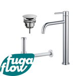 FugaFlow Eccelente Sobrado Slim Slim Kit mitigeur lavabo - robinet rehaussé - bonde nonobturable - siphon design - Chrome brillant SW1124371