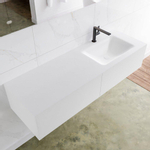 Mondiaz Lagom Meuble avec 2 tiroir 140x30x45cm vasque Cloud droite 1 trou de robinet Solid Surface Talc SW409012