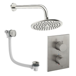Crosswater MPRO Ensemble de douche pluie encastré - 2 poignées - vidage de baignoire - pomme de douche 20 cm - bras mural - inox brossé SW1472564