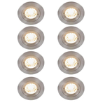 QAZQA Xena spot encastrable - set de 8 - 8x8cm - IP44 - rond - acier SW1210685