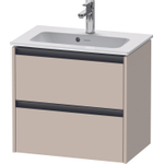 Duravit ketho 2 meuble sous lavabo avec 2 tiroirs 61x39x54.9cm avec poignées anthracite taupe mat SW772832