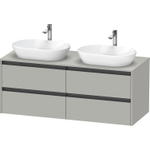 Duravit Ketho.2 Wastafelonderbouwkast - inclusief consoleplaat - met 4 laden - voor dubbele waskommen - 140x55x56.8cm - met handgrepen antraciet - betongrijs mat SW772754