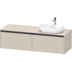 Duravit ketho 2 meuble sous lavabo avec plaque console avec 2 tiroirs pour lavabo à droite 160x55x45.9cm avec poignées anthracite taupe super mat SW773110