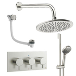 Crosswater MPRO inbouw regendoucheset – Ø30 cm hoofddouche – ronde handdouche – 3 hendels – badafvoer – RVS geborsteld SW1472671