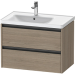 Duravit Ketho.2 Wastafelonderbouwkast - met 2 laden - voor waskom links - 78.4x45.5x54.9cm - met grepen antraciet - eiken terra mat SW773046