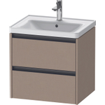 Duravit Ketho 2 Meuble sous-lavabo - 2 tiroirs - 58.4x45.5x54.9cm - poignées anthracite - lin mat SW772483