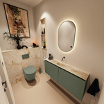 MONDIAZ TURE-DLUX Meuble toilette - 120cm - Army - EDEN - vasque Frappe - position centrale - sans trou de robinet SW1102634