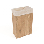 Saniclass Holz Pure Toiletmeubelset - 40x60.5cm - 1 deur - fontein travertine - kraangat rechts - eiken natural SW1577784