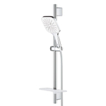 GROHE Rainshower SmartActive 130 Cube Ensemble barre de douche - 60cm - douchette à main carrée - 3 types de jets - flexible de douche lisse - avec porte-savon - chrome/moon white SW472305