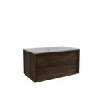 Saniclass Holz Frame Meuble de salle de bain - 80x45x40cm - lavabo en céramique blanc - 1 vasque - sans trous de robinet - 1 tiroirs - Charcoal SW1437762