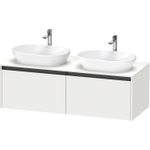 Duravit Ketho.2 Wastafelonderbouwkast - inclusief consoleplaat - met 2 laden - voor dubbele waskommen - 140x55x45.9cm - met handgrepen antraciet - wit mat SW771921