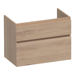 BRAUER Delight Meuble sous-vasque - 80x46x60cm - 2 tiroirs softclose - sans poignée - 1 découpe pour siphon - chêne massif - lattes de chêne naturel SW523063