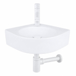 QeramiQ Fuente pack lave-mains d'angle – 30 x 30 x 10 cm – perçage à droite – robinet blanc mat – sans cadre SW1419189