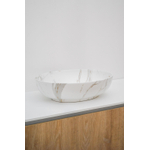 Riho Marmic Oval vasque à poser 52x39.5x13cm Céramique ovale marbre blanc mat SW760809