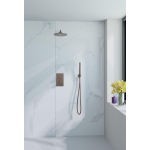 Fortifura Calvi Inbouw Regendoucheset - thermostatisch - wandarm - 30cm - hoofddouche - staaf handdouche - metalen doucheslang - PVD - geborsteld koper SW1412143