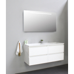 Basic Bella Meuble salle de bains avec lavabo acrylique avec miroir et éclairage Blanc 120x55x46cm sans trous de robinet Blanc brillant SW491835