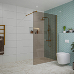 Fortifura Galeria Douche à l'italienne - 120x200cm - verre fumé - Cuivre brossé SW876940