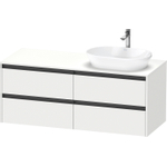 Duravit ketho 2 meuble sous lavabo avec plaque console avec 4 tiroirs pour lavabo à droite 140x55x56.8cm avec poignées blanc anthracite mate SW773016