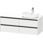 Duravit Ketho.2 Wastafelonderbouwkast - inclusief consoleplaat - met 4 laden - voor waskom rechts - 140x55x56.8cm - met handgrepen antraciet - wit mat SW773016