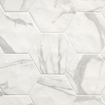 SAMPLE Terravito Fareno wand- en vloertegel - 21.6x25cm - 9mm - Zeshoek - Marmerlook - wit mat SW736073
