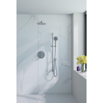 Fortifura Calvi Inbouw Regendoucheset - rond - thermostatisch - wandarm - glijstang - 25cm hoofddouche - ronde handdouche - metalen slang - Geborsteld RVS PVD (RVS) SW1189346