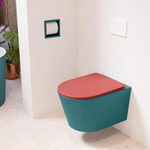 Mondiaz LAVIE hangtoilet – spoelrandloos – 36 x 53 cm – met softclose zitting – Smag (groen), zitting Fire (rood) SW1208623