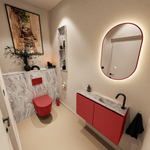 MONDIAZ TURE-DLUX Meuble toilette - 80cm - Fire - EDEN - vasque Glace - position droite - 1 trou de robinet SW1103263
