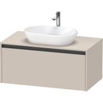 Duravit Ketho 2 meuble bas de lavabo avec plan de console inclus avec 1 tiroir 100x55x45.9cm avec poignée anthracite taupe mat SW771985
