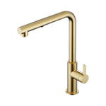 Hotbath Ace Keukenmengkraan - opbouw - draaibare uitloop - handdouche - Duo-spray - PVD - geborsteld messing (goud) SW1119107
