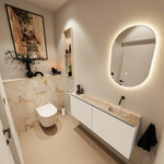 MONDIAZ TURE-DLUX Meuble toilette - 120cm - Talc - EDEN - vasque Frappe - position droite - sans trou de robinet SW1102608