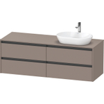 Duravit Ketho.2 Wastafelonderbouwkast - inclusief consoleplaat - met 4 laden - voor waskom rechts - 160x55x56.8cm - met handgrepen antraciet - basalt mat SW772194