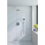 Fortifura Calvi Ensemble de douche à encastrer - rond - thermostatique - bras mural - douche principale de 25 cm - douchette ronde - flexible lisse - chrome SW1244907