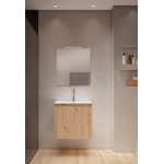 Adema Cadence Ensemble meuble de salle de bains - 60x55x40cm - peu profond - 2 portes - sans poignée - lavabo - 1 trou de robinet - céramique - avec miroir - chêne rustique SW1475756