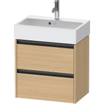 Duravit Ketho.2 Wastafelonderbouwkast - met 2 laden - 58.4x39x54.9cm - met grepen antracietnatuur - mat natuur eiken (hout) SW772809
