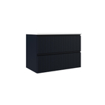 Saniclass Prime Blend Meuble sous lavabo - 80x55x45.9cm - 2 tiroirs - poignée intégrée - MDF - bleu marine mat SW892644