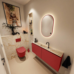 MONDIAZ TURE-DLUX Meuble toilette - 120cm - Fire - EDEN - vasque Frappe - position centrale - 1 trou de robinet SW1102787