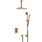 Hotbath Gal IBS40A Ensemble de douche - encastré - douche principale carrée de 22 cm - bras plafond de 15 cm - douchette à main - avec barre de douche - laiton brossé PVD SW656124